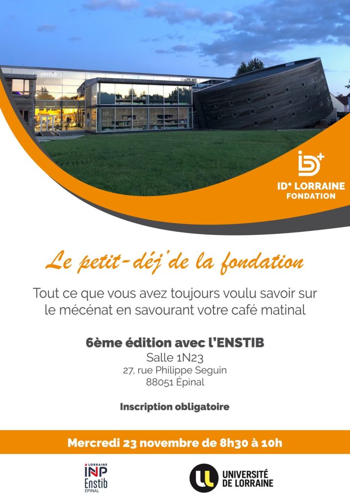 Affiche du 6e petit-déjeuner de la  Fondation ID+ Lorraine